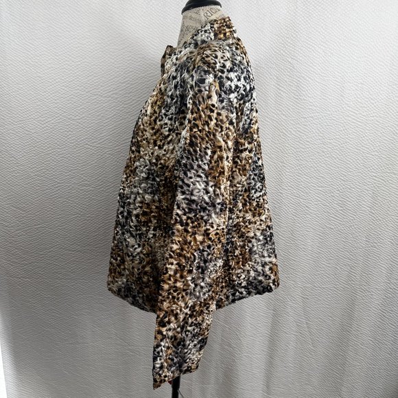 Ruby Rd Crinkle Jacket Womens Plus 2X Animal Print Cheetah Print Zip Up - Picture 4 of 11